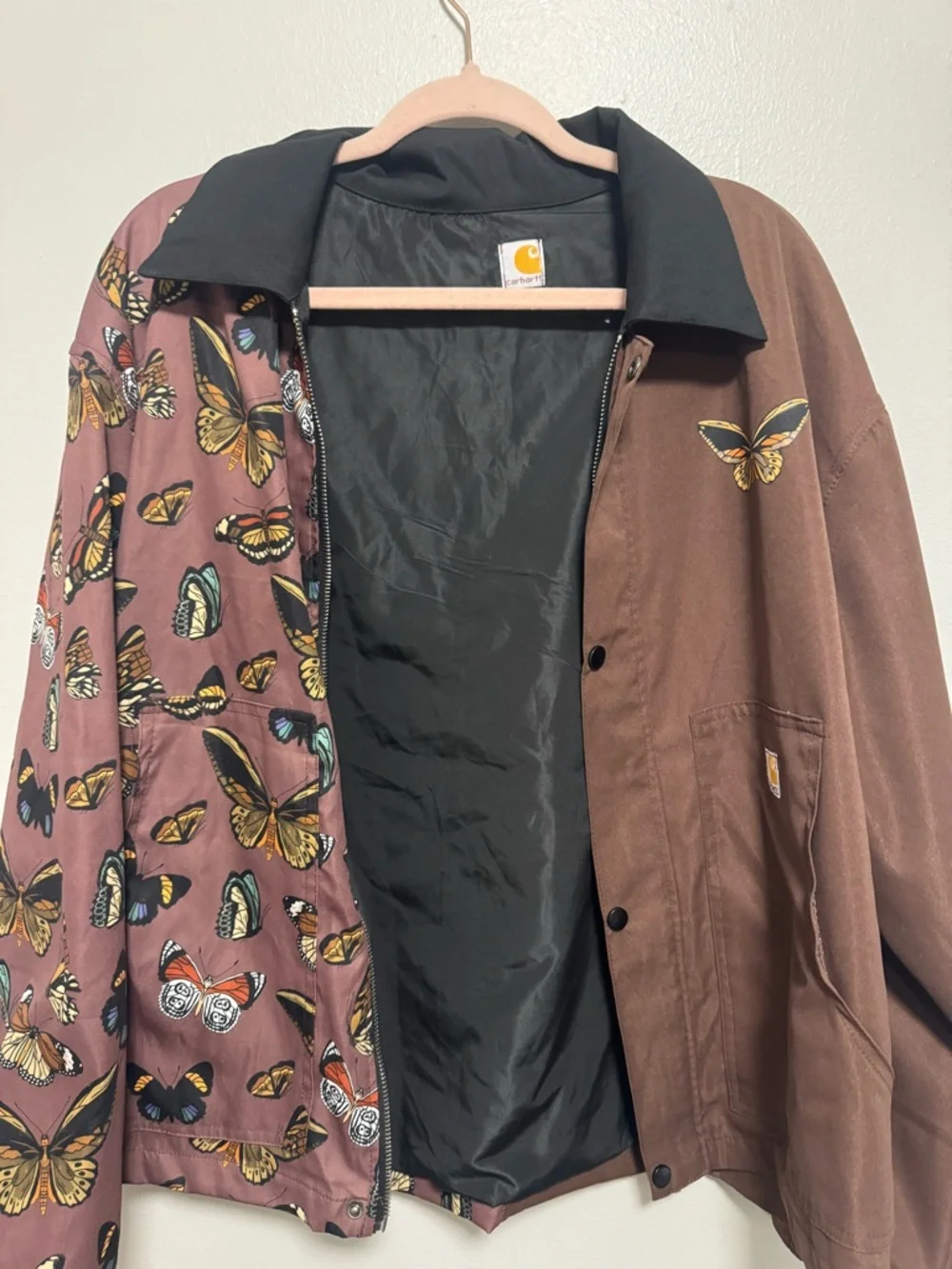 Carhartt Butterfly Button-Up Jacket in Brown & Mauve - Picture 4 of 10